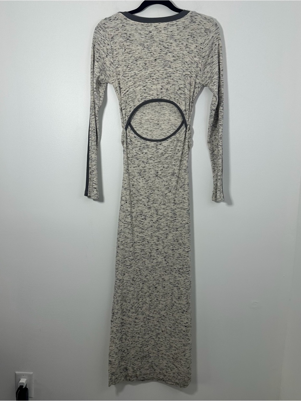 Daily Practice Anthropologie Gray Ribbed Midi Dress Size Small Cutout Back NWT - Picture 4 of 10